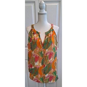 Womans XL Rose+Olive Sleeveless Tropical Pullover Top‎ Golden Girls
